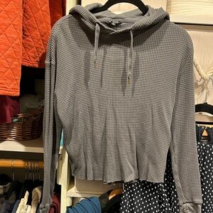 Stoic Gray Waffle Knit Hoodie Top